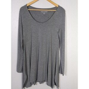Soft Surroundings Gray Long Sleeve Scoop Neck Stretch Asymmetric Hem Tunic S n58